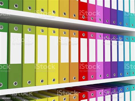 Colorful Office Folders On The Shelves Stock Photo Download Image Now