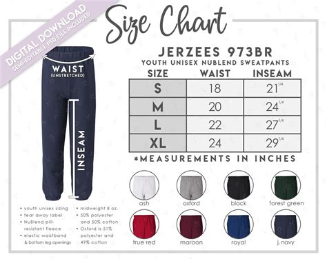 Semi Editable Jerzees 973br Size Color Chart Jerzees Youth Nublend