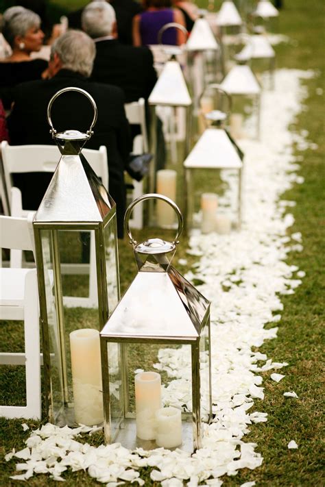 Classic Coach Lanterns And White Rose Petal Wedding Aisle By Lasso The