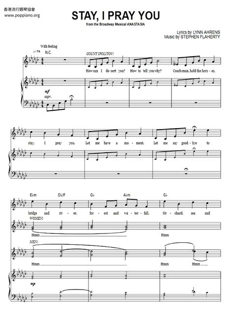 Anastasia Stay I Pray You Sheet Music Pdf Free Score Download ★