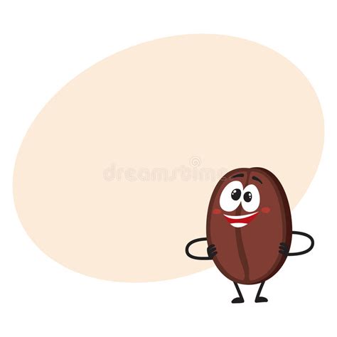 Funny Crazy Looking Coffee Bean Character With Human Face With Arms