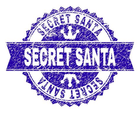 Scratched Textured Secret Santa Stamp Seal With Ribbon Stock Vector
