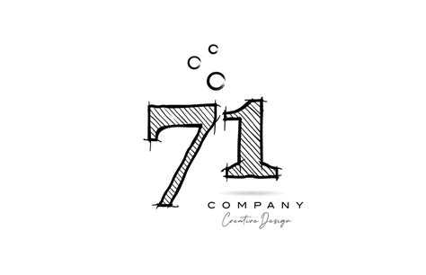Hand Drawing Number 71 Logo Icon Design For Company Template Creative