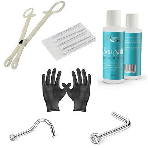 Liongothic Nose Piercing Kit 10pc And Pcare Pro Piercing Aftercare 4oz