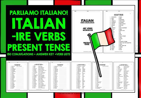 Italian Ire Verbs Present Tense Teaching Resources