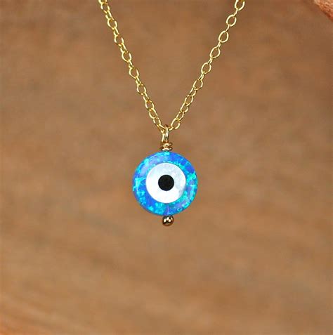 Evil Eye Necklace Blue Eye Pendant Amulet Necklace Opal Eye Necklace