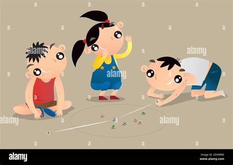 Kids Love Playing Marble Game In Old Hong Kong Stock Vector Image And Art