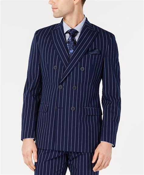 bar iii men s slim fit seersucker blue pinstripe double breasted suit jacket created for macy s