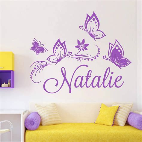 Personalized Custom Name Butterflies Wall Sticker For Kids
