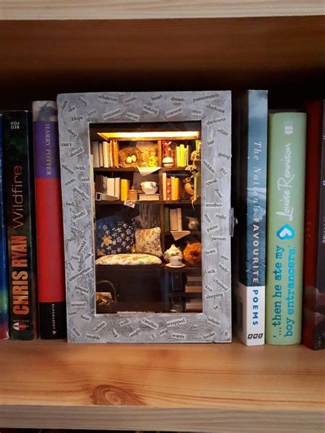 Miniature Book Nook Room Cosy Reading Room Shadow Box Etsy Uk Coins