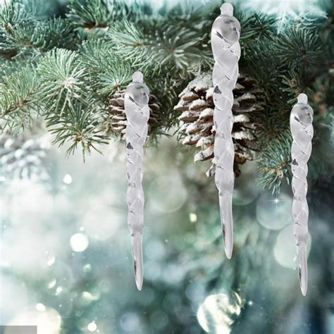 Ccdes 12pcs Christmas Tree Hanging Decoration Clear Acrylic Icicle Ornaments Christmas