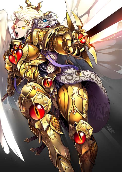 Safebooru Girl Adeptus Astartes Ahoge Angel Wings Armor Blonde Hair