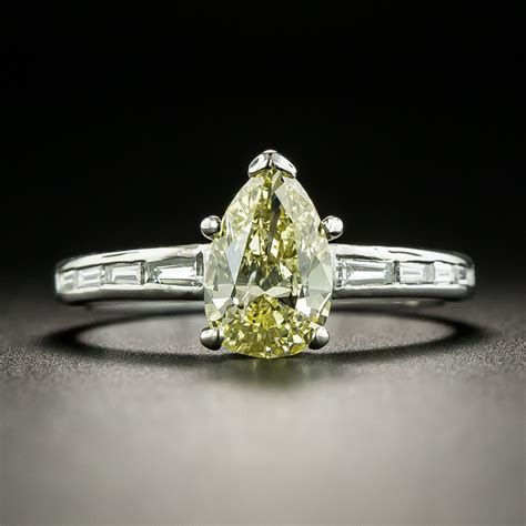101 Carat Natural Fancy Yellow Pear Cut Diamond Engagement Ring Gia