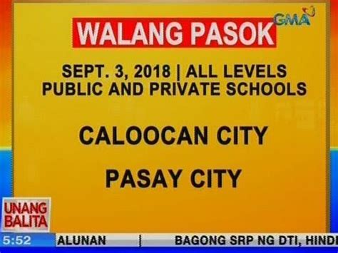 UB Caloocan At Pasay City Walang Pasok Ngayong Lunes All Levels Private And Public YouTube