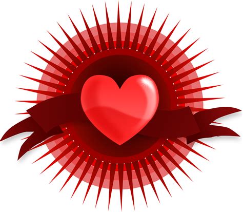 Clipart Heart With Rays And Banner