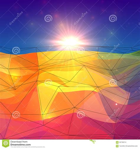 Abstract Triangles Polygonal Surface With Sunlight Stock Vector