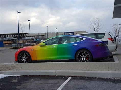 This Rainbow Coloured Tesla Mildlyinteresting