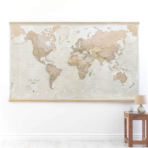 Huge Antique World Map Wall Map T For Him  Bedroom Etsy Finland