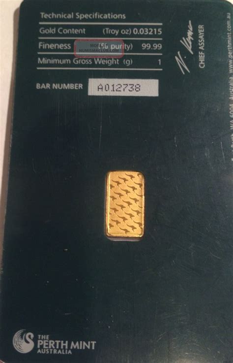 Perth 1 Gram 9999 Gold Bar With Assay Certification