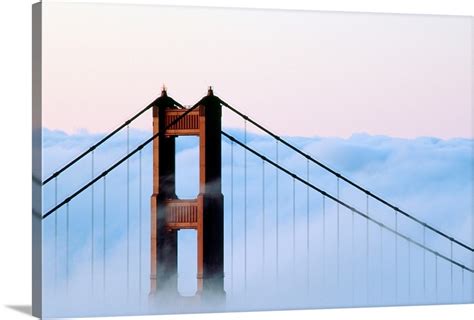 San Francisco Golden Gate Bridge Morning Fog California Usa Wall