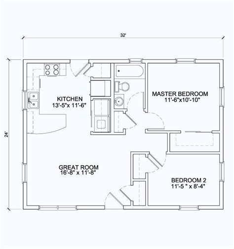 Open Floor Plan 24 X 42 24x32 View Floor Plan 768 Sq 24 X 32 Pole