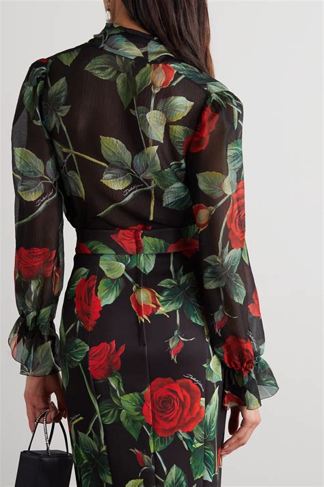 Dolce Gabbana Pussy Bow Floral Print Silk Chiffon Blouse Net A Porter