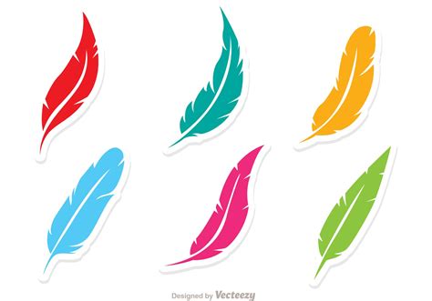 Vector Set Of Colorful Feathers Download Free Vector Art Stock