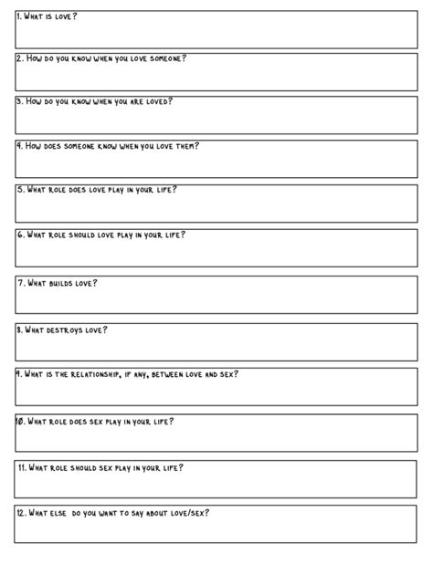 Fillable Online Intimacy Questions Fax Email Print Pdffiller