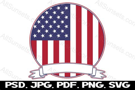 American Flag Circle With Banner Svg Png Graphic By Sunandmoon