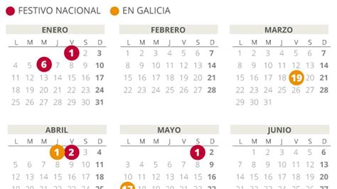 Calendario Laboral Galicia Con Todos Los Festivos