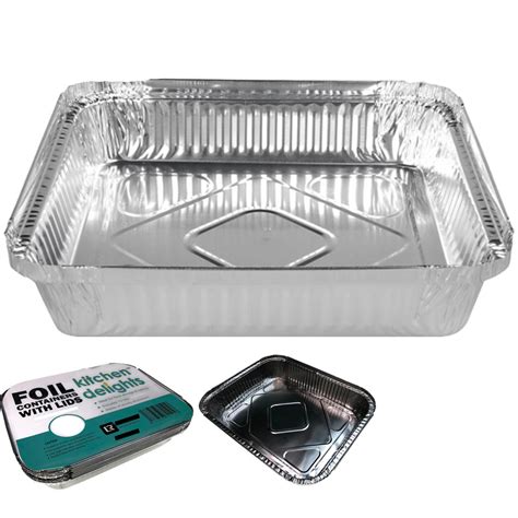 20xaluminium Foil Containers With Lids Large Tray Bbq Takeaway