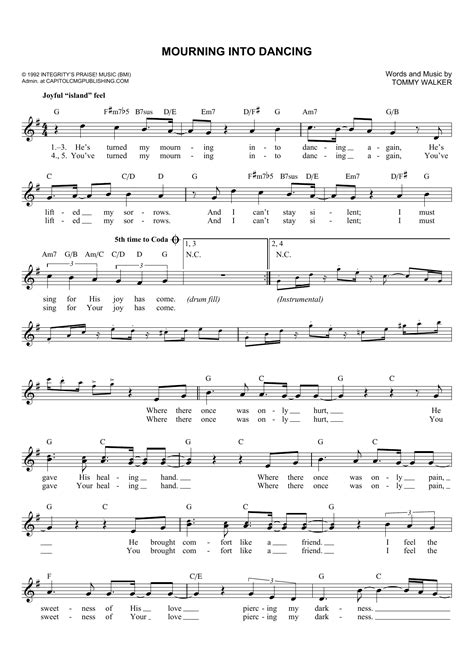 Tommy Walker Mourning Into Dancing Sheet Music And Printable Pdf