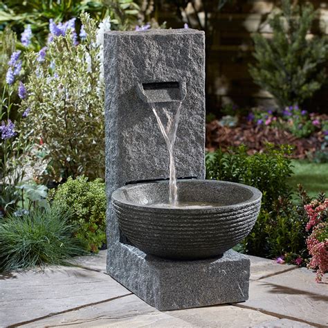 Serenity Stone Effect Cascading Water Bowl Water Feature Garden Gear