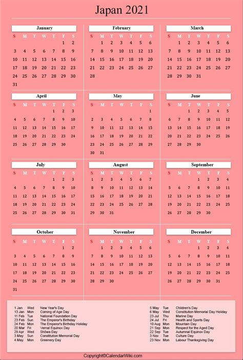 Printable National Calendar 2021 Best Calendar Example