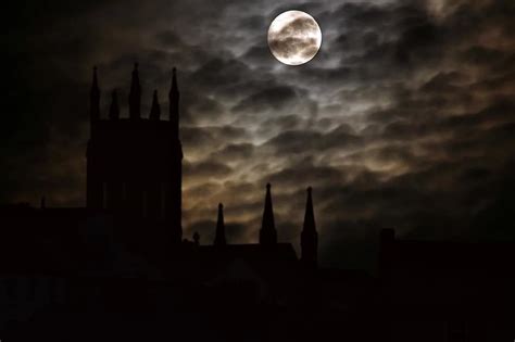Full Moon Silhouette Castle Night Midnight Middle Ages Building