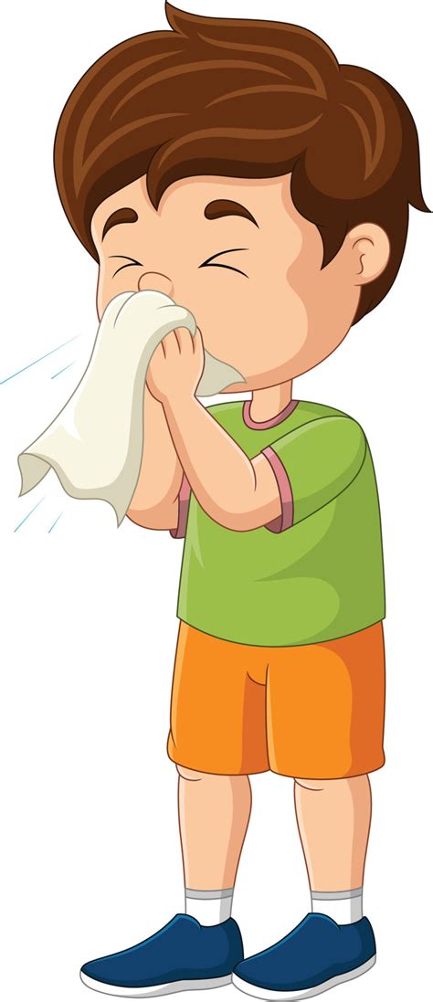 Cute Little Boy Sneezing With Blowing Nose Into Tissue Paper 15219718