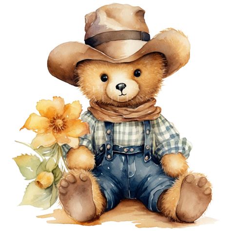 Cowboy Teddy Bear Png Clipart Etsy