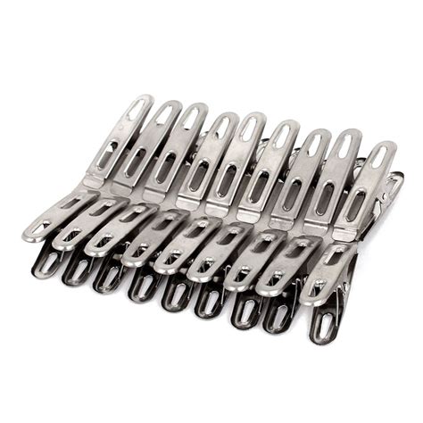 20x Stainless Steel Spring Loaded Hanging Clothes Clips Pegs Pins