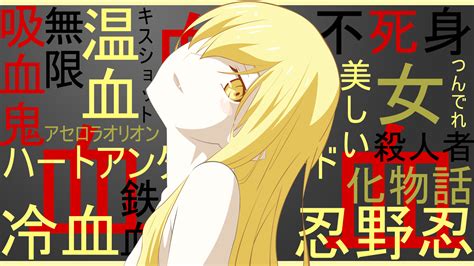 hình nền anime cô gái dòng monogatari kawaii girl da trắng oshino shinobu fanart tóc