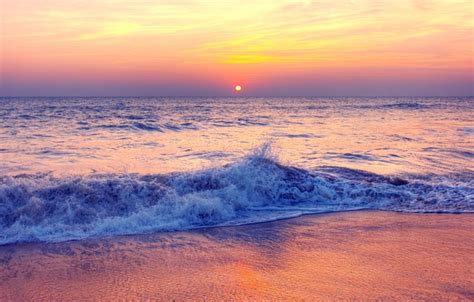 Wallpaper Sand Sea Wave Beach Summer Sunset Summer