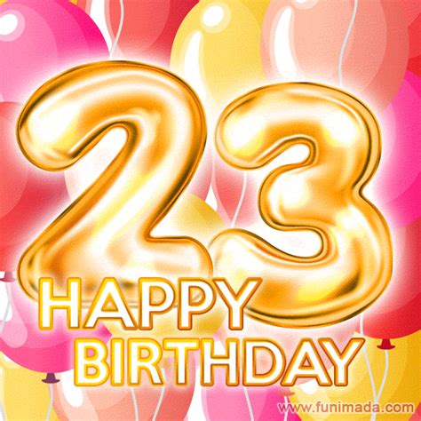 fantastic gold number 23 balloons happy birthday card moving