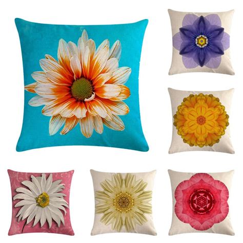 45cm45cm Chrysanthemum Flowers Pattern Linencotton Throw Pillow