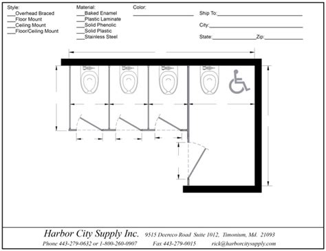 Designer Toilet Partitions 4 Stalls Ada Alcove Right Hand