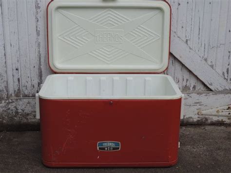Mid Century Thermos Cooler Vintage Red Thermos Ice Chest Etsy