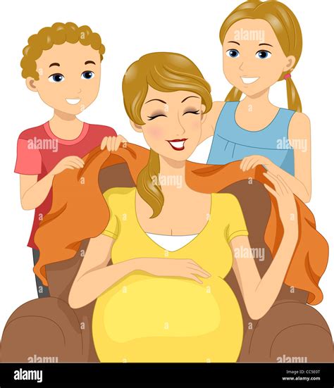 Illustration Of Kids Giving Their Mom A Blanket Stock Photo Alamy