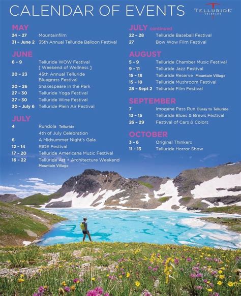 Telluride Summer Calendar Of Events