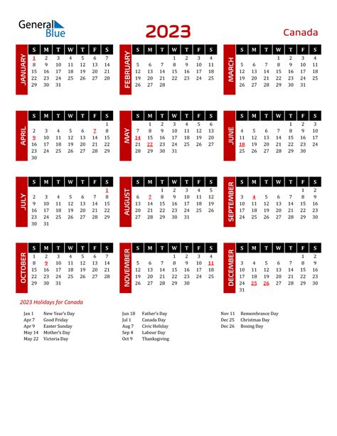 2023 Canada Calendar With Holidays