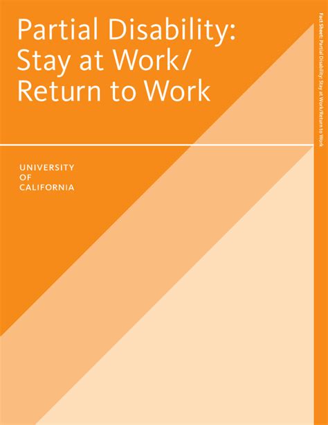 Partial Disability Stay At Work Return To Work Fact Sheet