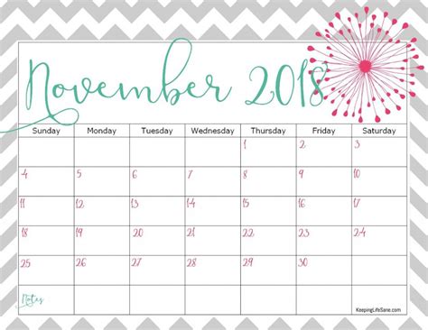 Free 2018 Calendar To Print Keeping Life Sane