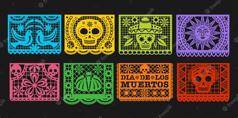 Premium Vector Paper Flags Mexican Day Of The Dead Papel Picado